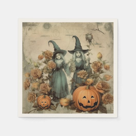 ヴィンテージハロウィーンウィッチクラフト(6) スタンダードカクテルナプキン (正面)