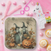 ヴィンテージハロウィーンウィッチクラフト(6) ペーパープレート (パーティー)