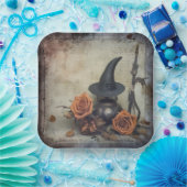 ヴィンテージハロウィーンウィッチクラフト(8) ペーパープレート (パーティー)