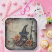 ヴィンテージハロウィーンウィッチクラフト(8) ペーパープレート (パーティー)