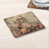 ヴィンテージハロウィーンウィッチクラフト(9) スクエアペーパーコースター (アングル)