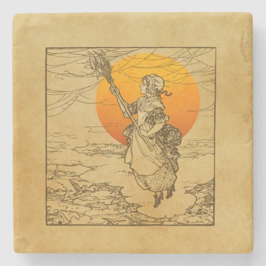 ヴィンテージハロウィーンウィッチストーンコースター ストーンコースター (正面)