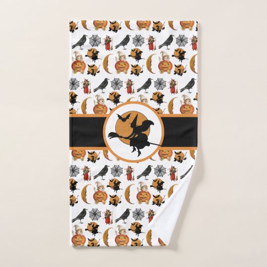 ヴィンテージハロウィーンウィッチバスルームゲスト ハンドタオル (ハンドタオル)