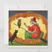 ヴィンテージハロウィーンウィッチホリデーパーティー 招待状 (正面)