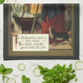 ヴィンテージハロウィーンウィッチ攪拌用魔法カルドロン キッチンタオル (折り畳み)