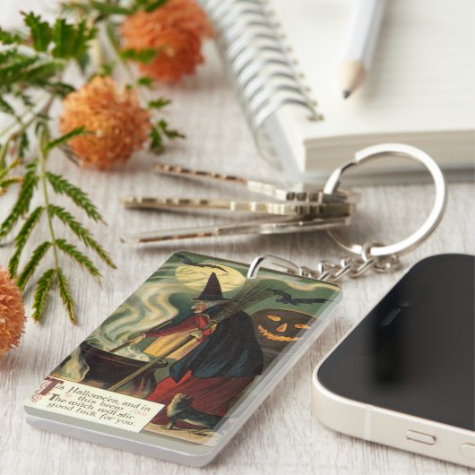 ヴィンテージハロウィーンウィッチ攪拌用魔法カルドロン キーホルダー (正面右)