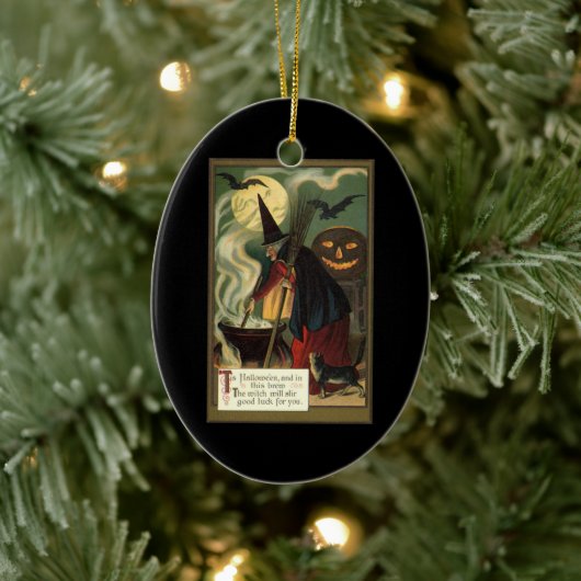 ヴィンテージハロウィーンウィッチ攪拌用魔法カルドロン セラミックオーナメント (ツリー)