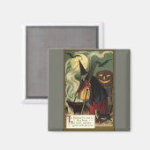 ヴィンテージハロウィーンウィッチ攪拌用魔法カルドロン マグネット (正面/裏面)