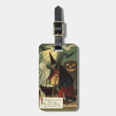 ヴィンテージハロウィーンウィッチ攪拌用魔法カルドロン ラゲッジタグ (正面縦)