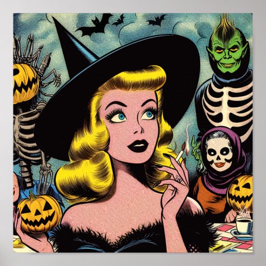 ヴィンテージハロウィーンウィッチ漫画 ポスター (正面)