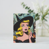 ヴィンテージハロウィーンウィッチ漫画 ポストカード (スタンド正面)