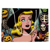 ヴィンテージハロウィーンウィッチ漫画 ラージペーパーバッグ (裏面)