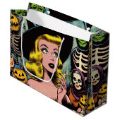 ヴィンテージハロウィーンウィッチ漫画 ラージペーパーバッグ (正面アングル)