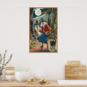 ヴィンテージハロウィーンウィッチ猫こうもりパーティーデコールポスター ポスター (キッチン)