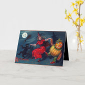 ヴィンテージハロウィーンウィッチ追加メッセージカード カード (黄色い花)