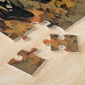 ヴィンテージハロウィーンウィッチ,カボチャ,黒猫,こうもり ジグソーパズル (側面)