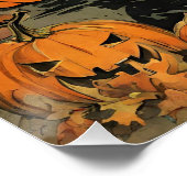 ヴィンテージハロウィーンウィッチ，カボチャ，黒猫，こうもり ポスター (コーナー)