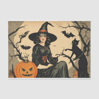 ヴィンテージハロウィーンウィッチ，カボチャ，黒猫，こうもり 薄葉紙
