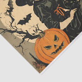 ヴィンテージハロウィーンウィッチ，カボチャ，黒猫，こうもり 薄葉紙 (詳細)