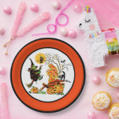 ヴィンテージハロウィーンウィッチ&幽霊紙プレート ペーパープレート (パーティー)