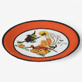 ヴィンテージハロウィーンウィッチ&幽霊紙プレート ペーパープレート (アングル)