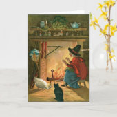 ヴィンテージハロウィーンウィッチby暖炉カード カード (黄色い花)