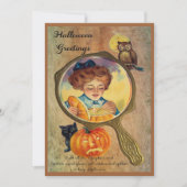 ヴィンテージハロウィーンウーマン照明パンプキン シーズンカード (正面)