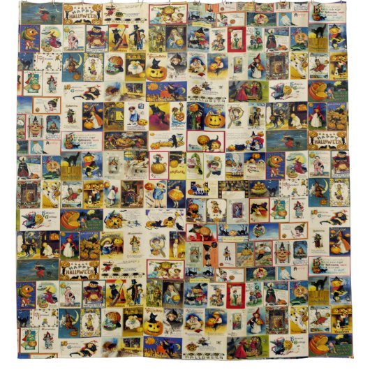 ヴィンテージハロウィーンエフエメラ シャワーカーテン (正面)