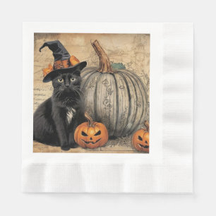 ヴィンテージハロウィーンエフエメラ 縁ありランチョンナプキン