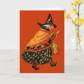 ヴィンテージハロウィーンオールドウィッチ カード (黄色い花)