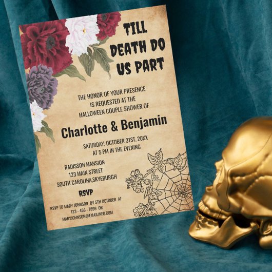 ヴィンテージハロウィーンカップル結婚シャワー 招待状