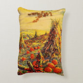 ヴィンテージハロウィーンカボチャのハヤック付きパッチ アクセントクッション (裏面(縦))