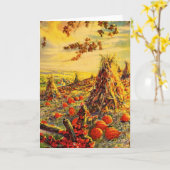 ヴィンテージハロウィーンカボチャのハヤック付きパッチ カード (黄色い花)