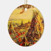 ヴィンテージハロウィーンカボチャのハヤック付きパッチ セラミックオーナメント (左)