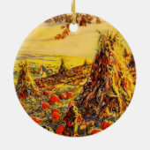 ヴィンテージハロウィーンカボチャのハヤック付きパッチ セラミックオーナメント (裏面)