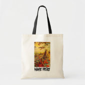 ヴィンテージハロウィーンカボチャのハヤック付きパッチ トートバッグ (正面)