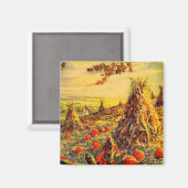 ヴィンテージハロウィーンカボチャのハヤック付きパッチ マグネット (正面/裏面)