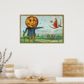 ヴィンテージハロウィーンカボチャの魔女パーティーデコールポスター ポスター (キッチン)