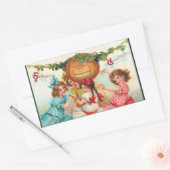 ヴィンテージハロウィーンカボチャ 長方形シール (封筒)