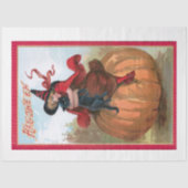 ヴィンテージハロウィーンガールとウィッチハット&ブラックキャット 薄葉紙 (正面)