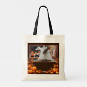 ヴィンテージハロウィーンガールトリックまたはトリートバッグ トートバッグ (裏面)