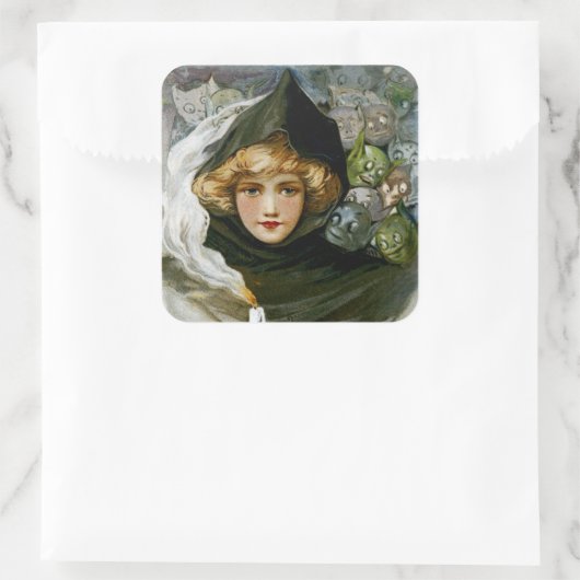 ヴィンテージハロウィーンガール スクエアシール (バッグ)