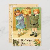 ヴィンテージハロウィーンガール&ボーイ ポストカード (正面/裏面)