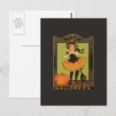 ヴィンテージハロウィーンガール ポストカード (正面/裏面)