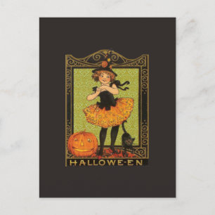 ヴィンテージハロウィーンガール ポストカード