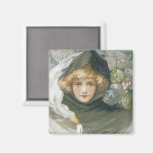 ヴィンテージハロウィーンガール マグネット (正面/裏面)