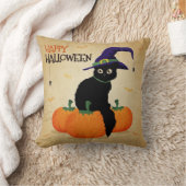 ヴィンテージハロウィーンキャットとカボチャ | クッション (ブランケット)
