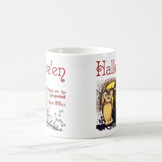 ヴィンテージハロウィーンキャットとフクロウコーヒーマグ コーヒーマグカップ (中央)