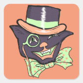 ヴィンテージハロウィーンキャットスクエアステッカー スクエアシール (正面)