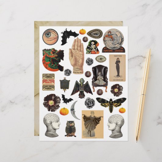 ヴィンテージハロウィーンクリップアートシート (正面/裏面インサイチュ)